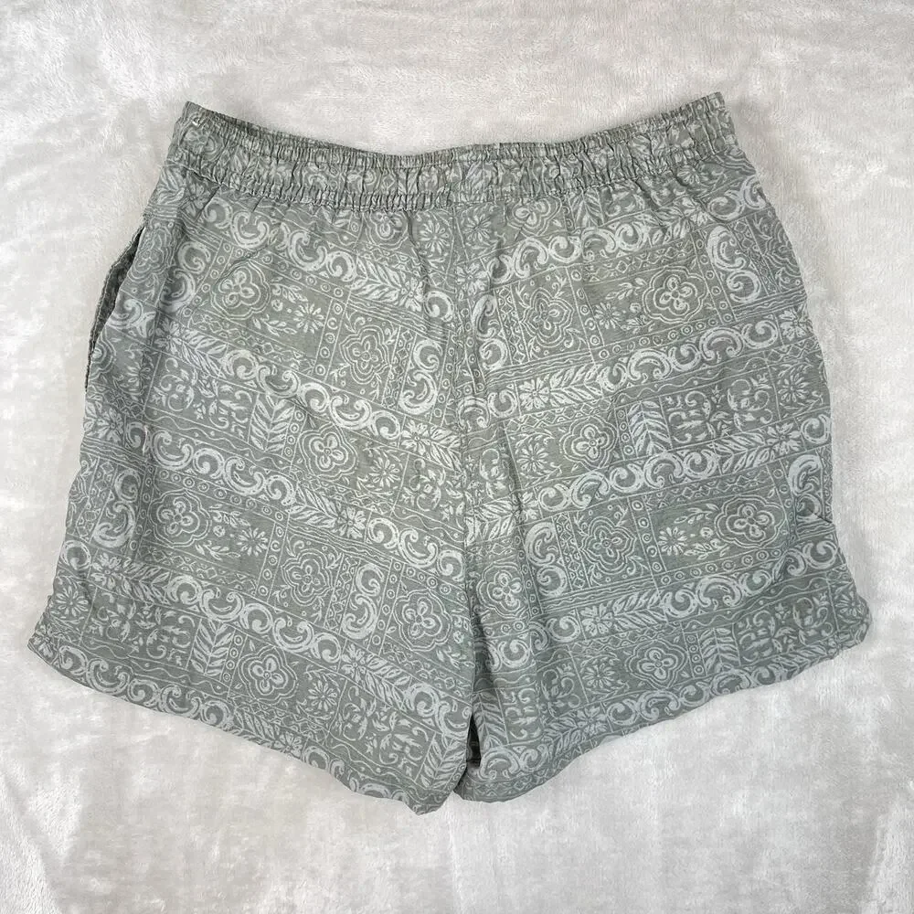 Vintage Y2K Laguna Swim Trunks Men's Small Olive Bandana Paisley Mesh Lined Surf
